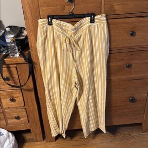 Yellow Striped Drawstring Pants
